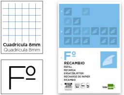 Recambio Liderpapel Din A-4 100h 60g/m² c/8mm. con margen 4 taladros